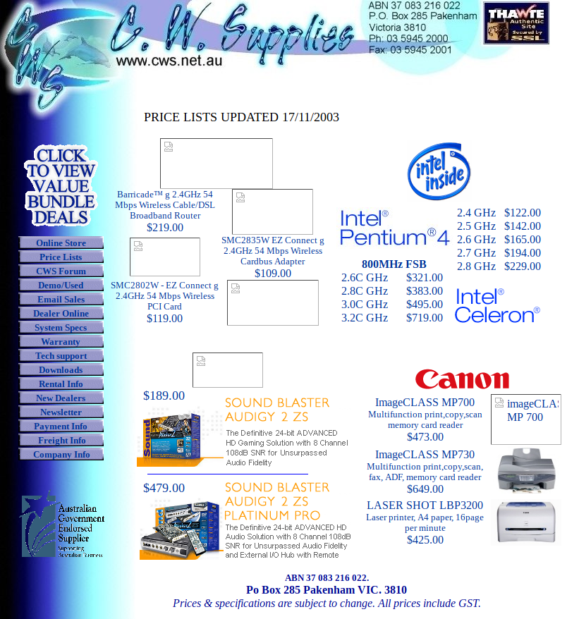 cws.net.au in 2003