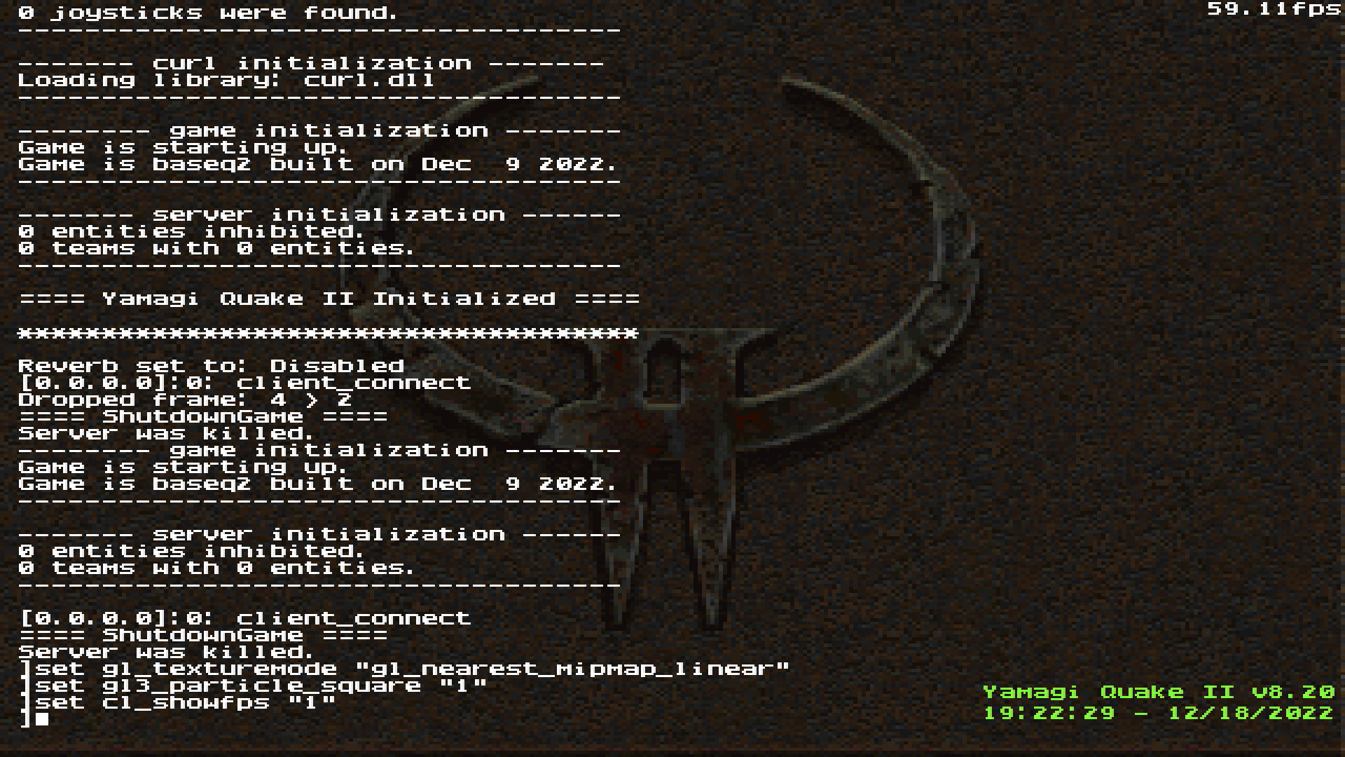 The Quake II console